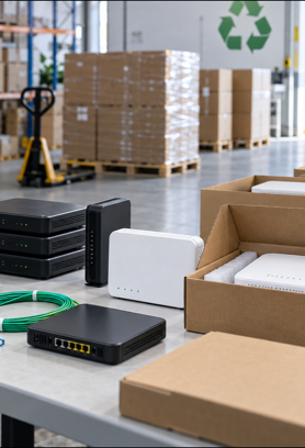 Refurbished telecom equipment prepared for reuse and redistribution